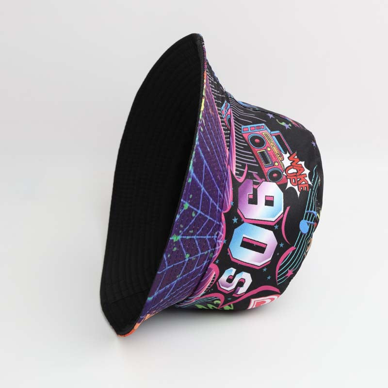 Wholesale  Retro 80 90 Fashion Printed Fisherman Hat Bucket Hat