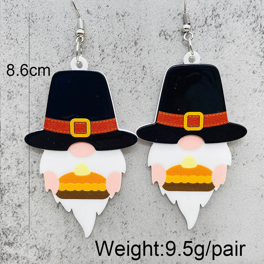 Wholesale Autumn Thanksgiving Dwarf Pumpkin Acrylic Earrings