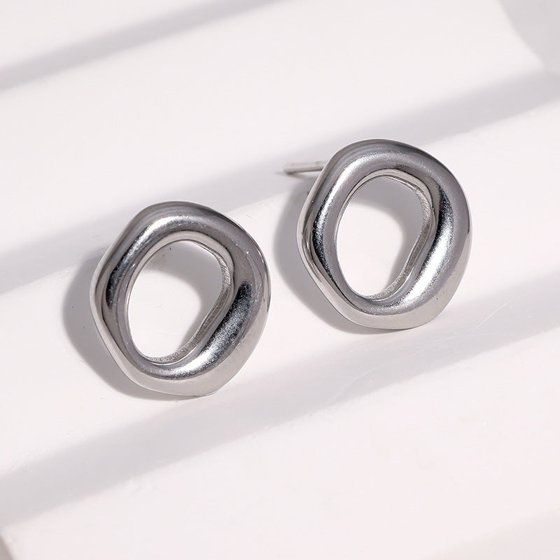 Wholesale Geometric Stainless Steel Earrings For Women Modern Minimalist Circle Design Fashion Jewelry Accessory