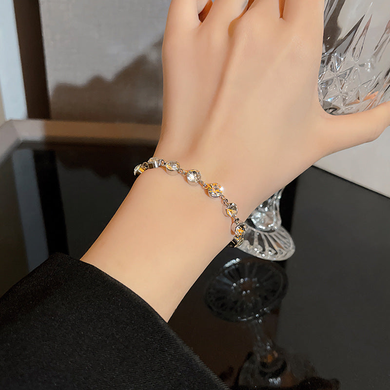Wholesale sparkling diamond silver bracelet pull-out alloy bracelet ACC-BT-Sengw004