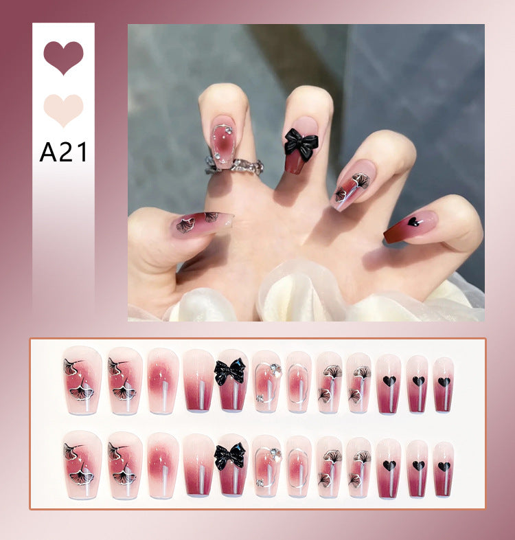 Wholesale 24 Pieces/box Diamond Butterfly Glitter Nail Art Press-on Nails Kits Nail Stickers ACC-NS-DiNa002