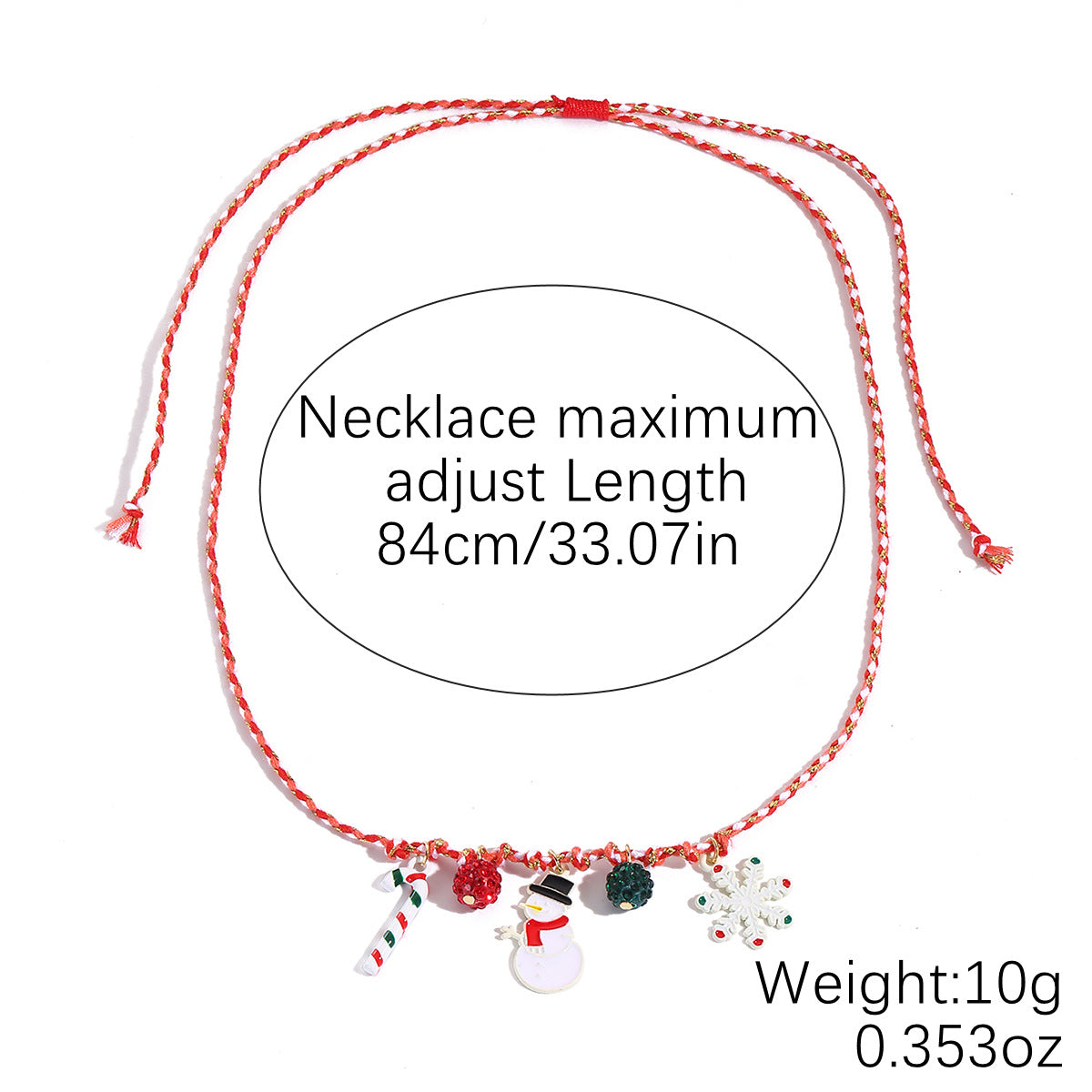 Wholesale Christmas Braided Colorful Cord Adjustable Necklace