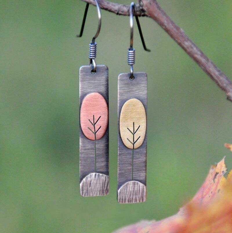 Wholesale Geometric Tree Carving Earrings - Retro Natural Wind Fashion Jewelry for Women Gift
