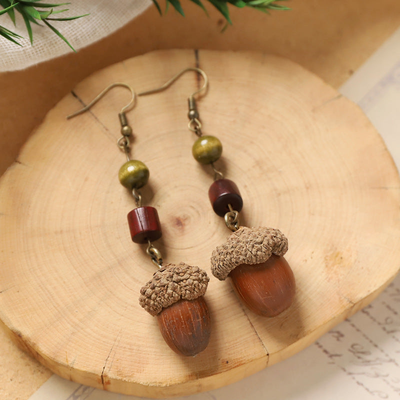 Wholesale Vintage Hand-made Plant Fruit Wood Earrings