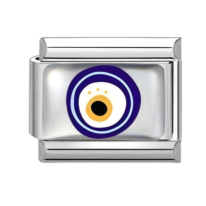 Wholesale 9mm Italian Charm Starter Bracelets DIY Flower Evil Eye Series Stainless Steel Composable Bracelet