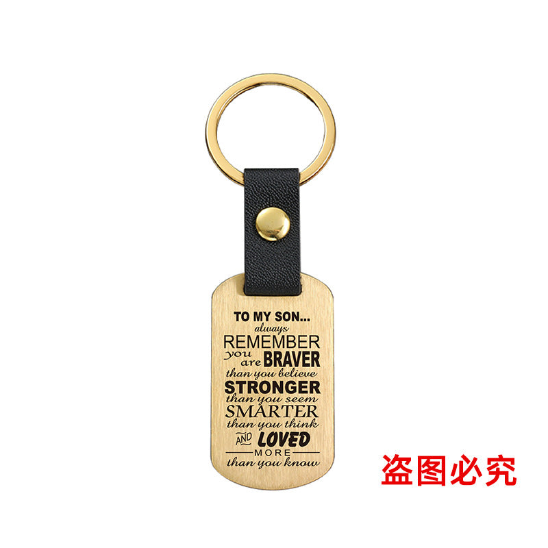 Wholesale Family Gift for Son Metal Leather Keychains ACC-KC-GangGu031