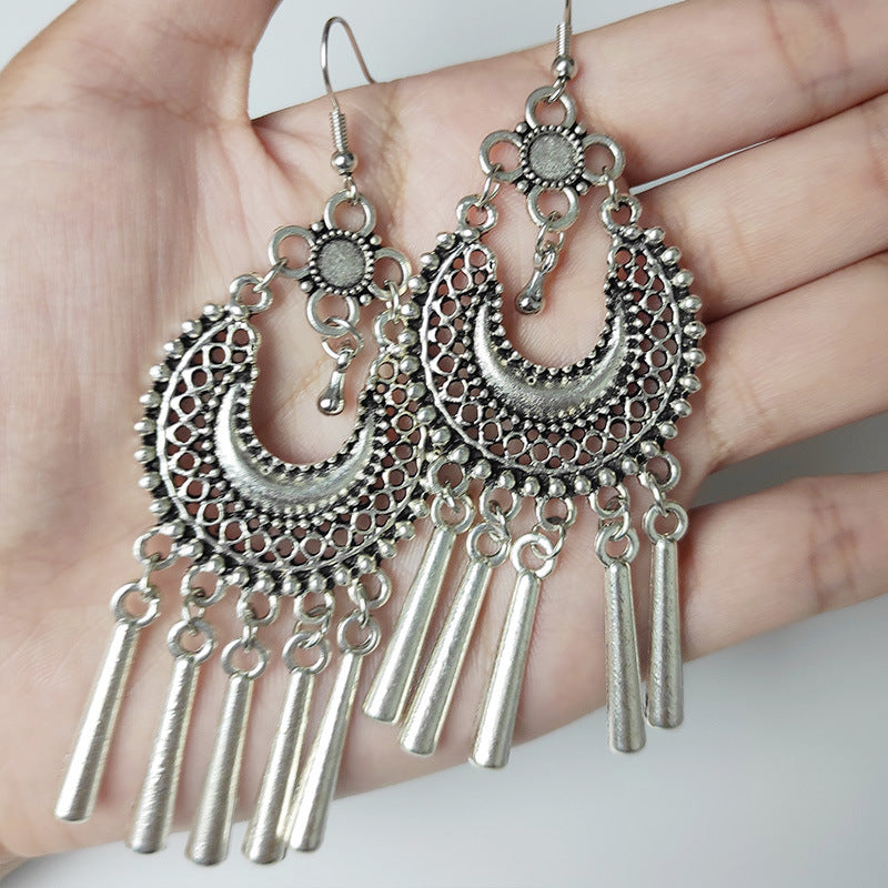 Wholesale 2 Pairs/Pack Bohemian Ethnic Style Retro Alloy Tassel Earrings ACC-ES-HY094