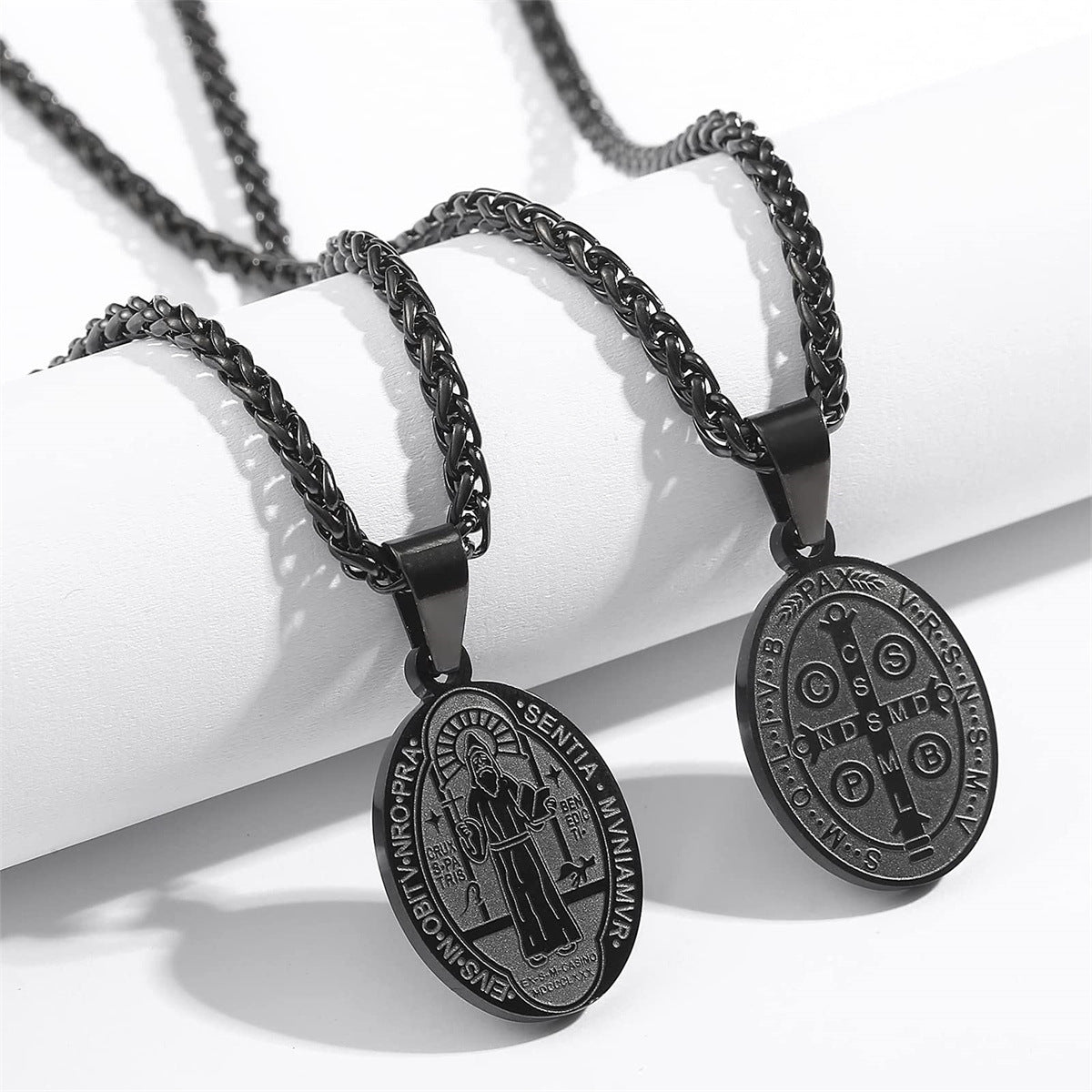 Wholesale Stainless Steel Saint Benedict Saint Benedict Medal Pendant Necklace