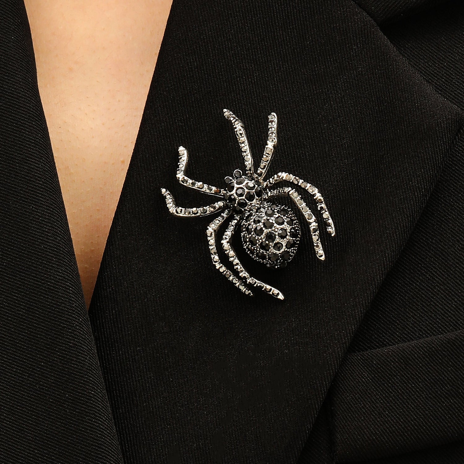 Wholesale Gothic Dark  Brooch with Black Zircon Inlay Trendy Pin for Coat Suit