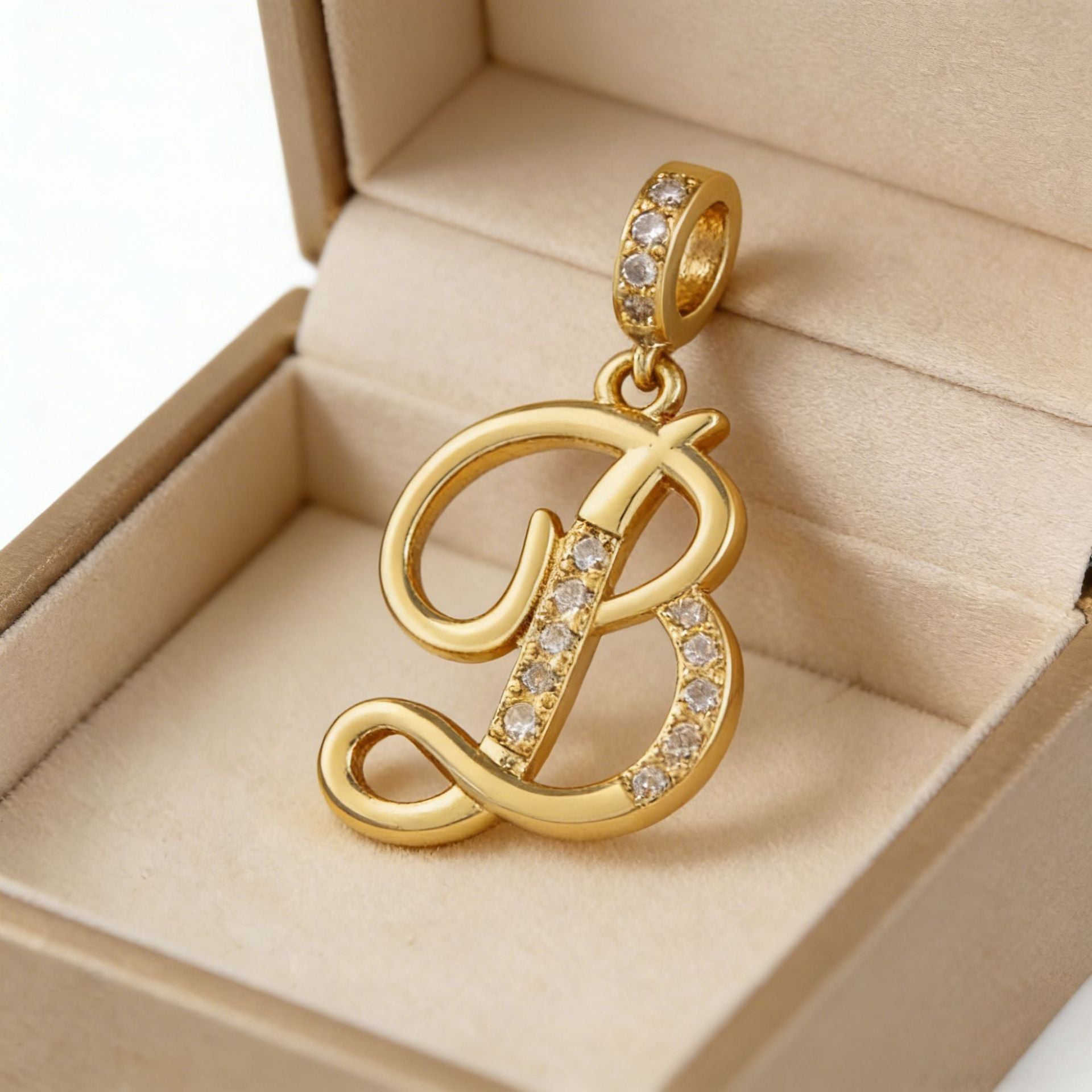 Wholesale Gold Plated Copper Letter Pendant with Zircon,  Pan Style DIY Necklace Accessory