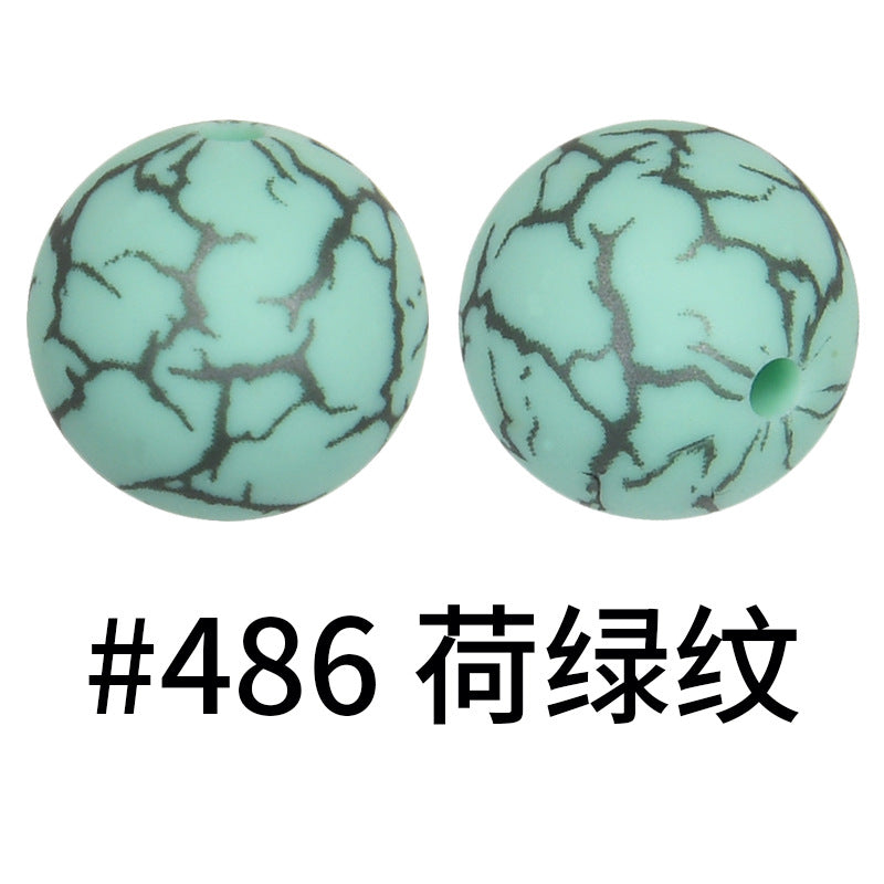 Wholesale 50pcs 15mm Colorful Crack Printed Silicone Balls DIY Beaded Accessories ACC-BDS-HeSheng050