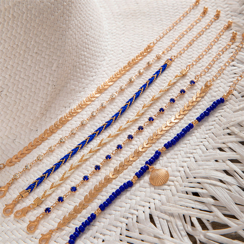 Wholesale  Bohemian Ocean Style Starfish Shell Pearl anklet  Bracelet