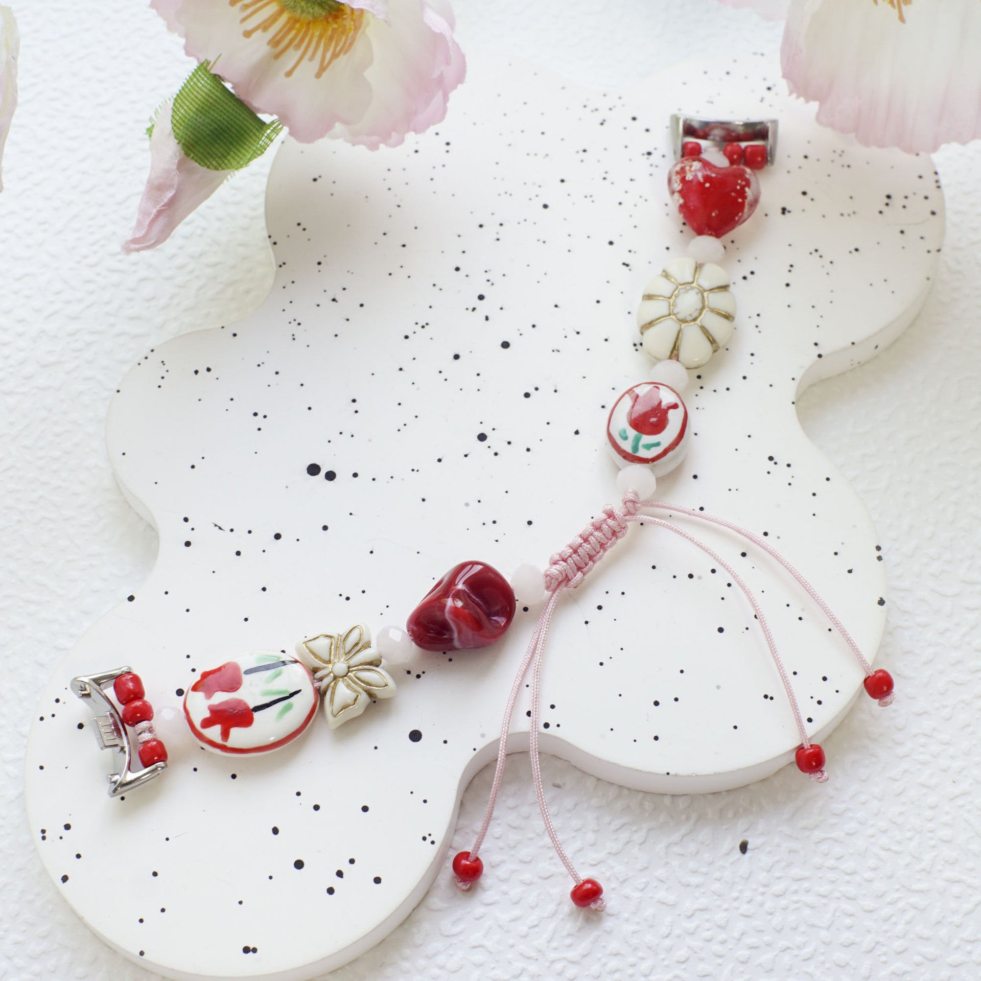 Wholesale Sweet Handmade Beaded Flowers Heart Adjustable Bracelet