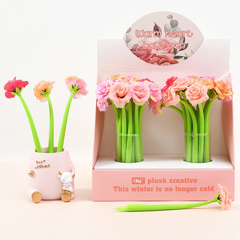 Wholesale Creative Flower Neutral Pens Soft Silicone Shaking Pen