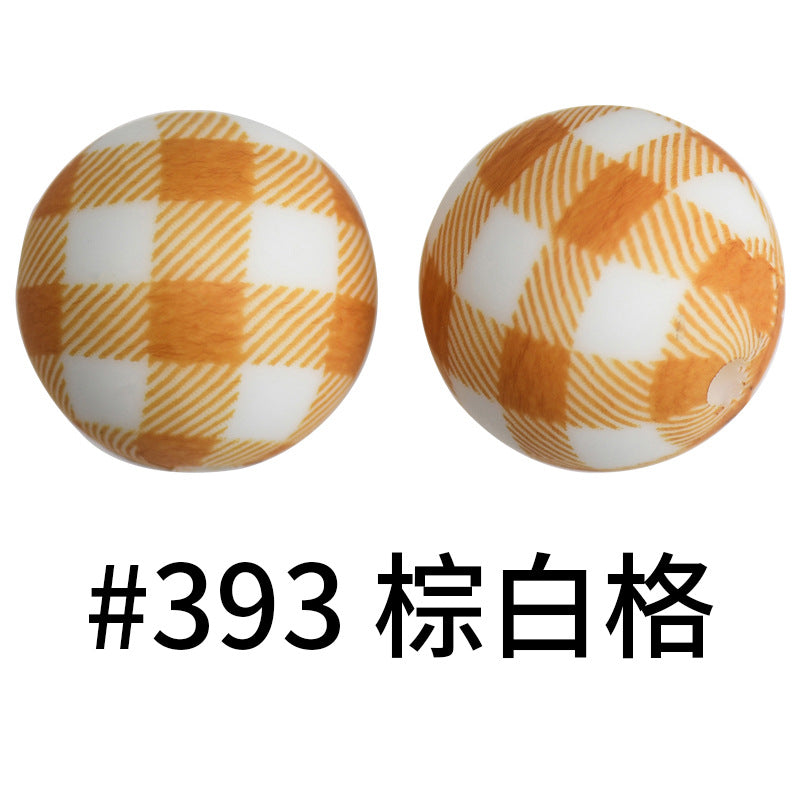 Wholesale 50pcs Western Style Leopard Skull Color Aztec Printed Silicone Balls Beads ACC-BDS-HeSheng003