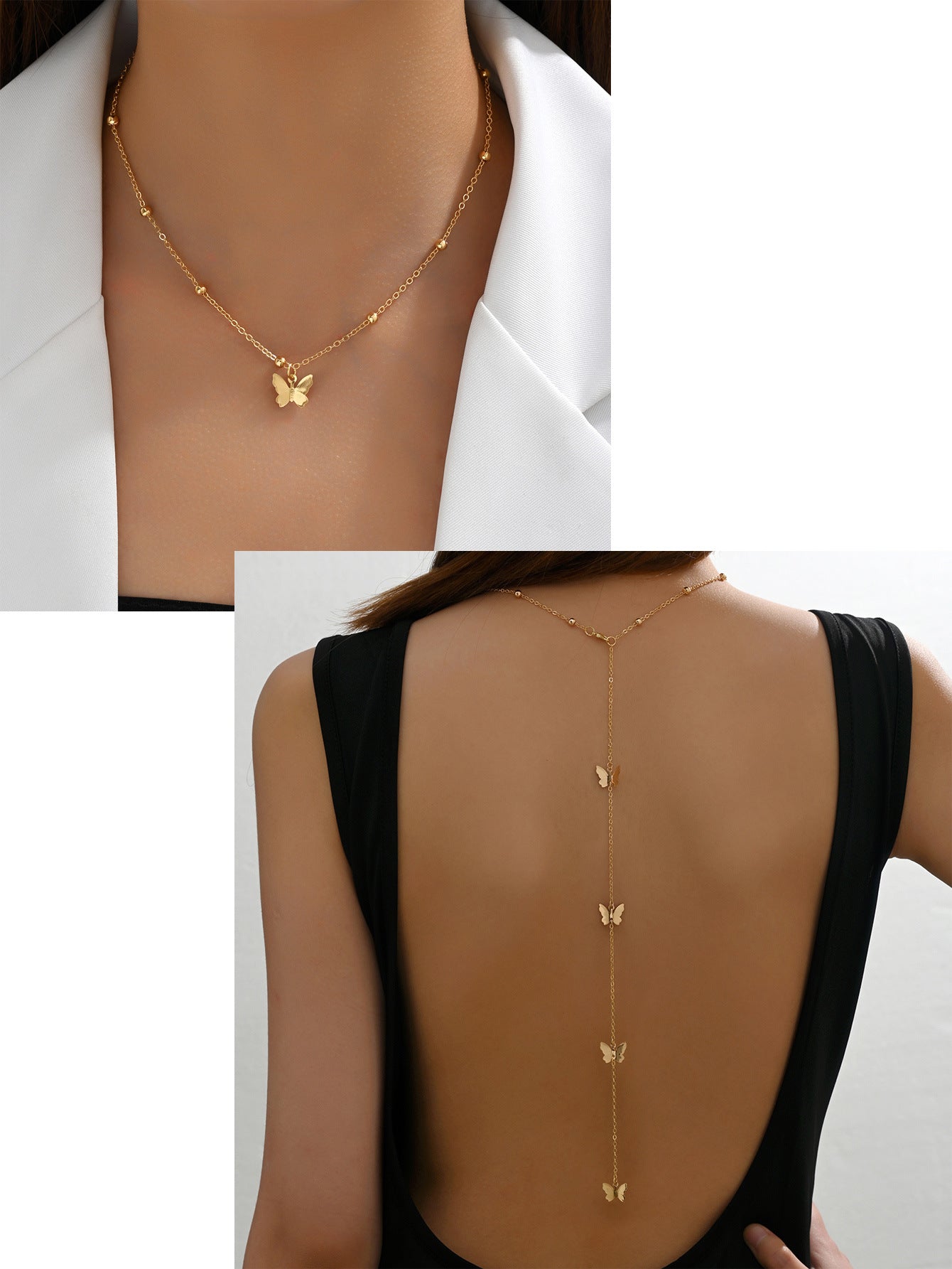 Wholesale 14K Gold Natural Stone Body Chain Zirconia Clavicle Chain