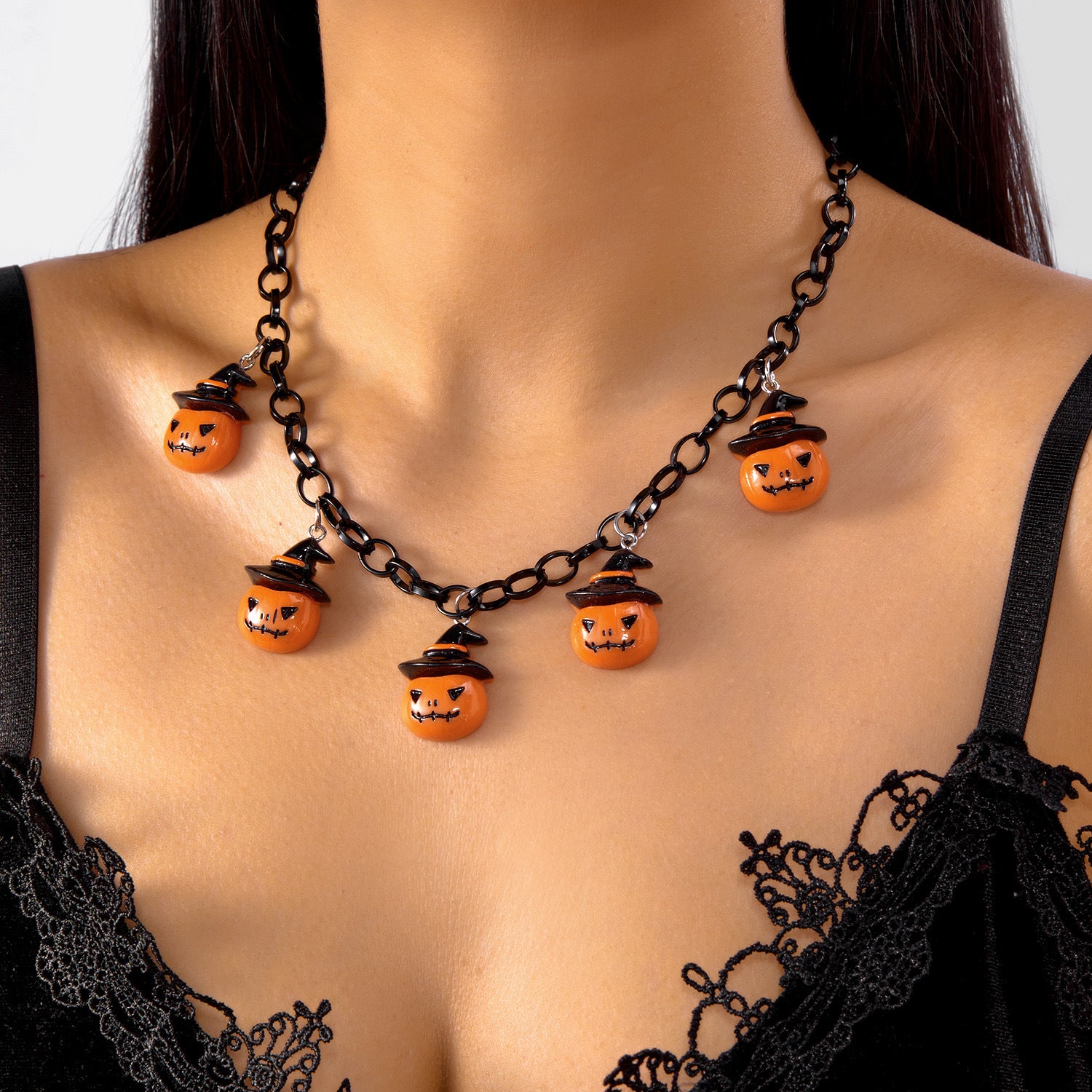 Wholesale Halloween Series Necklaced Creative Ghost Face White Background Printed Necklaces