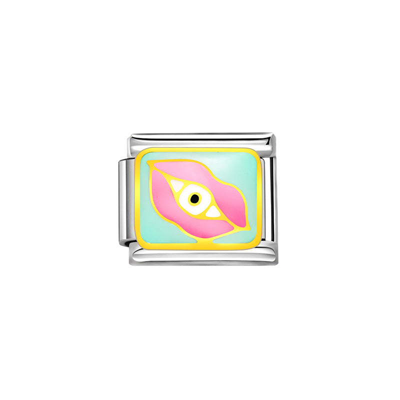 Pulsera de encanto italiano al por mayor de 9 mm empalmado lindo colgante creativo colgante de acero inoxidable brazalete compuesto por acero inoxidable