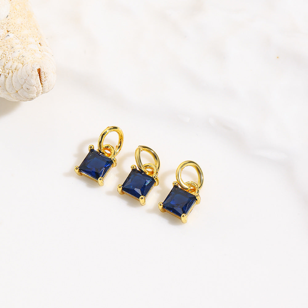 Wholesale Geometric square colored zircon small pendant