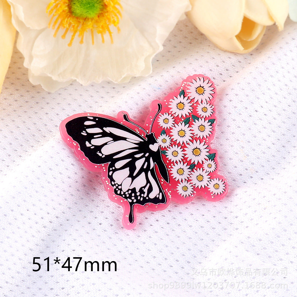 Wholesale 10pcs DIY Flatback cartoon letter pencil cute Acrylic Flatback Badge Reels Retractable Keychain DIY Accessories ACCVIP