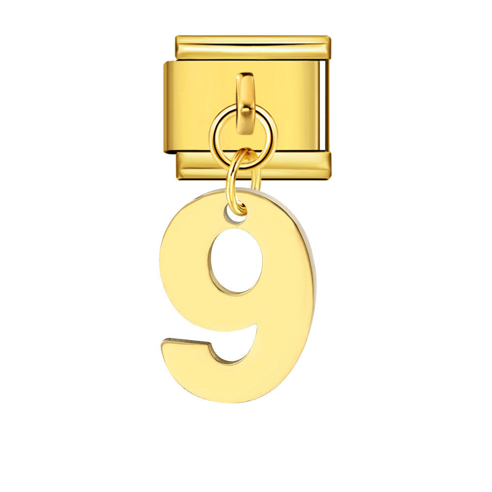 Bracciale fai da te con ciondolo con gancio in acciaio inossidabile a una cifra modulare italiano all'ingrosso