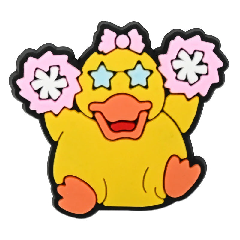 Wholesale Random 100pcs Cute Little Yellow Duck  PVC Soft Rubber Shoe Buckle Decoration