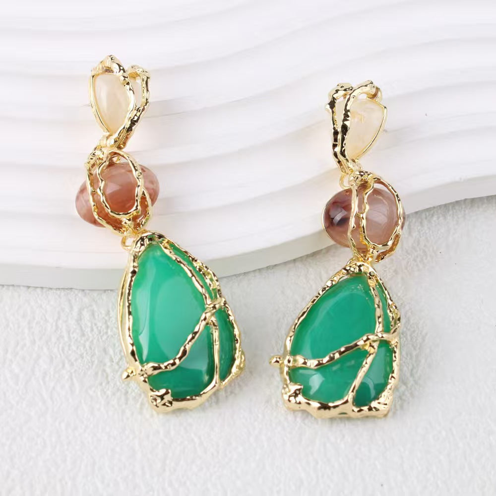 Wholesale  Acrylic Pendant Earrings Long Geometric Spliced Resin Earrings