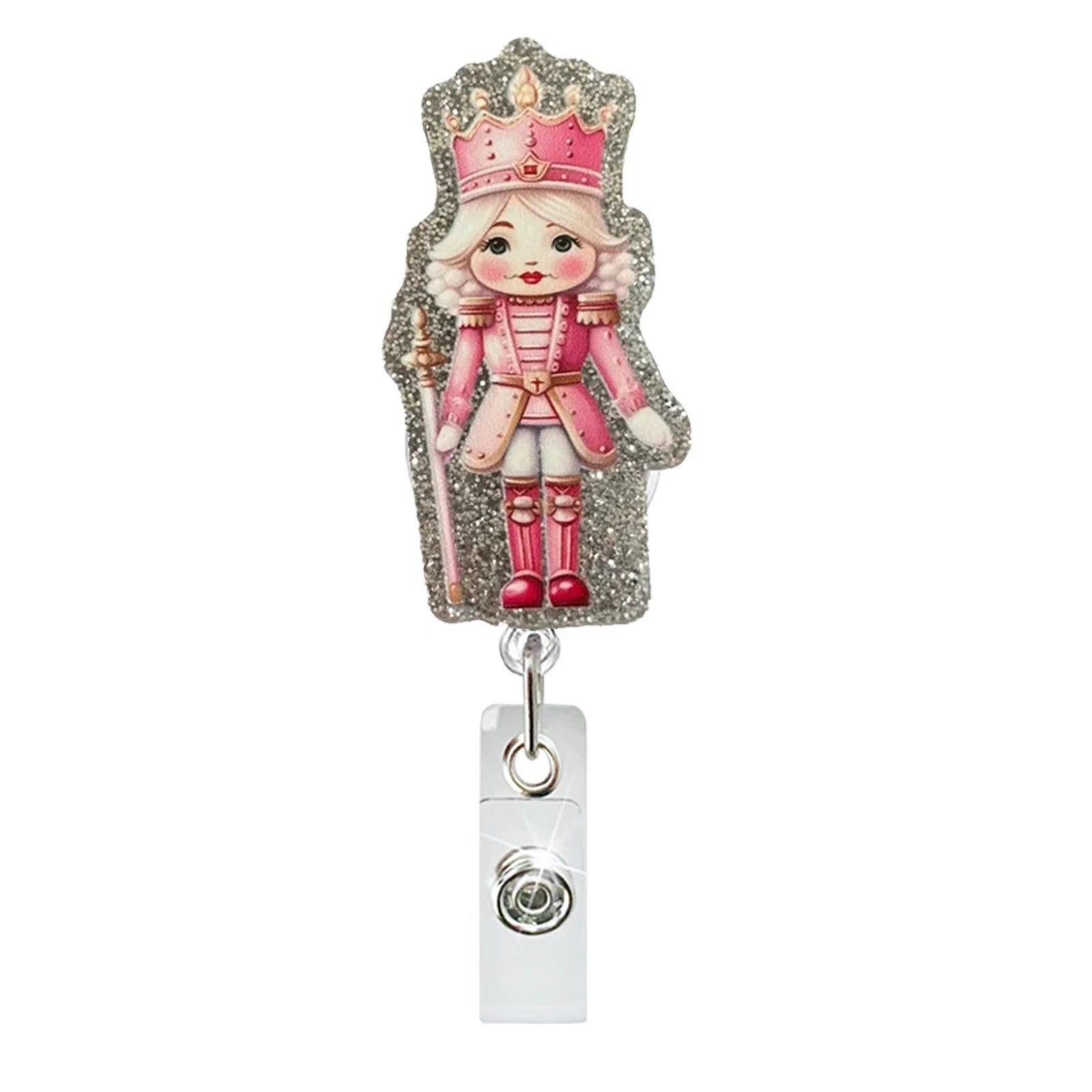 Wholesale Christmas Tree Holiday Glitter Badge Clip Retractable Fun Keychain ACC-KC-LingYu017