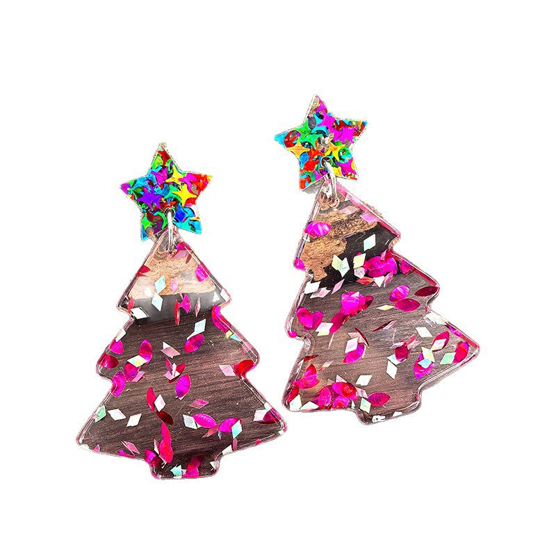 Wholesale Christmas Tree Pendant Acrylic Earrings