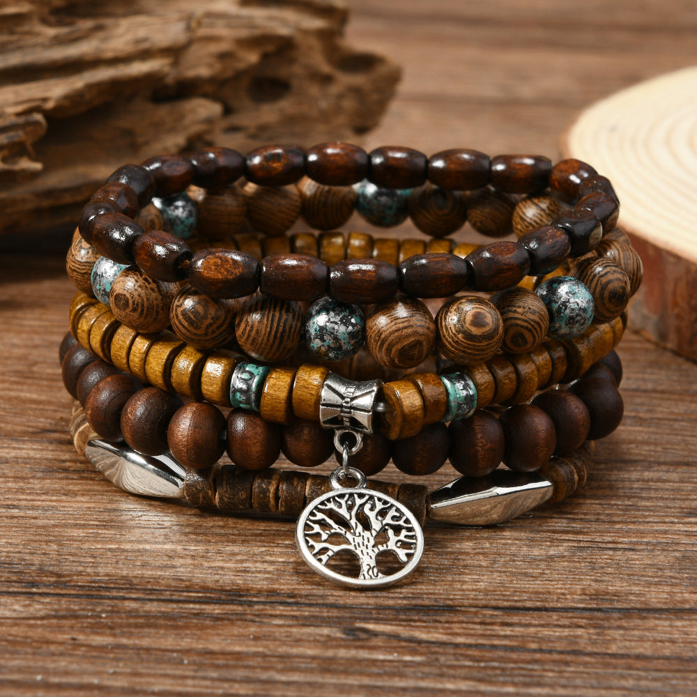 Wholesale Turquoise and Wood Bead Stacking Bracelet – Fashion Accessory Gift for Women