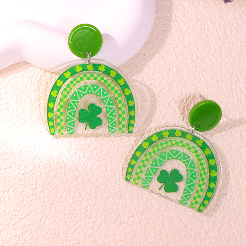 Wholesale St. Patrick's Day Flower Earrings Jewelry Set Acrylic Earrings