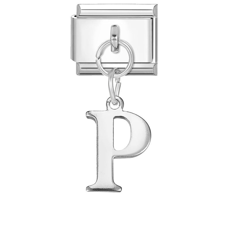 Wholesale 9mm Italian Charm Starter Bracelets DIY Letter Pendant Stainless Steel Composable Bracelet