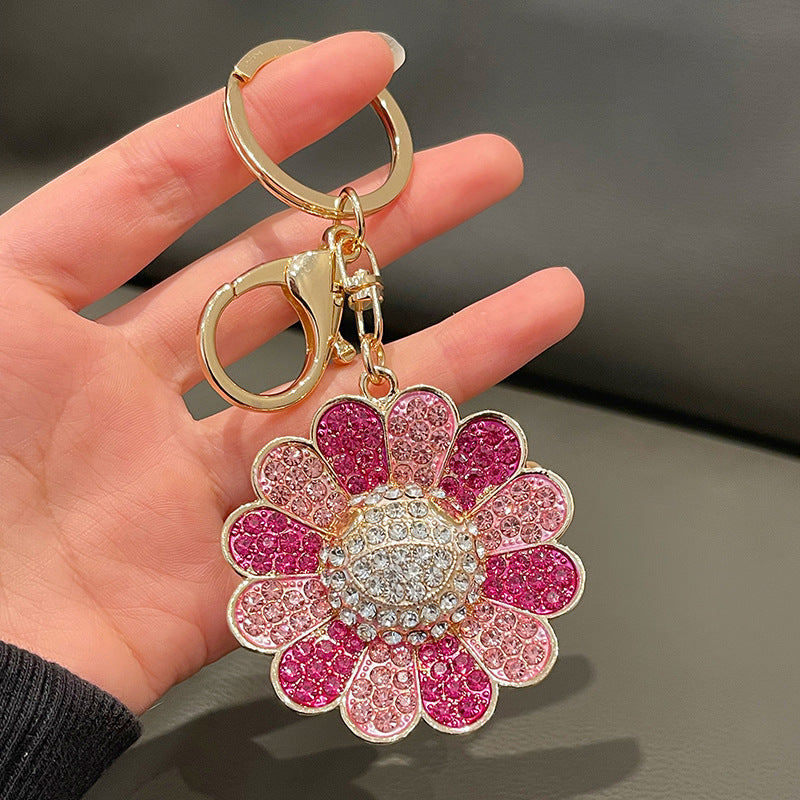 Wholesale Cartoon Colorful Rhinestone Sunflower Alloy Keychain ACC-KC-CH001