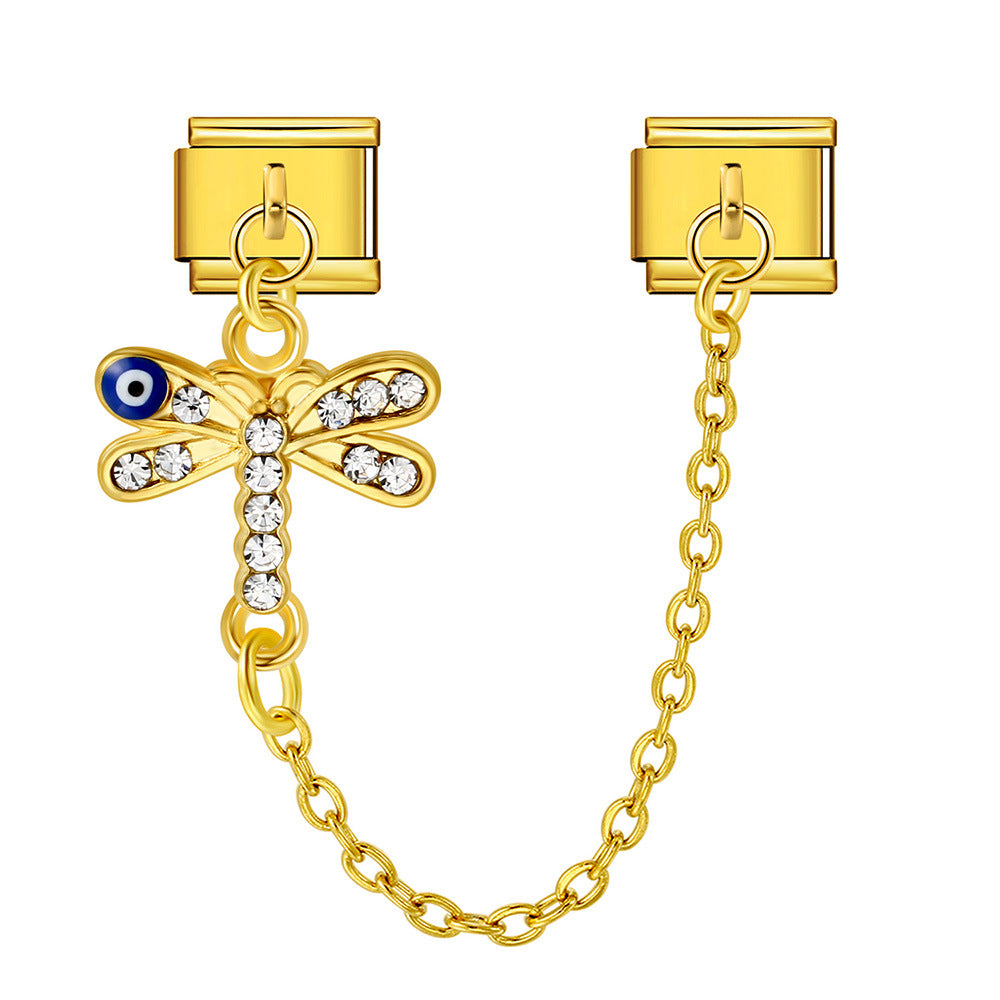 Wholesale  Italian Charm Bracelet 9mm DIY Devil' s Eye Hook Creative Stainless Steel Composable Bracelet