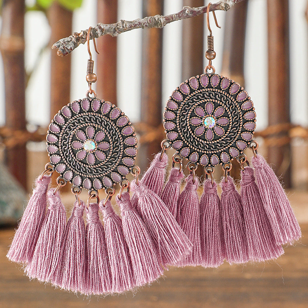 Wholesale Alloy Bohemian Tassel Earrings Trendy Fashion Accessory for Boutique Resale