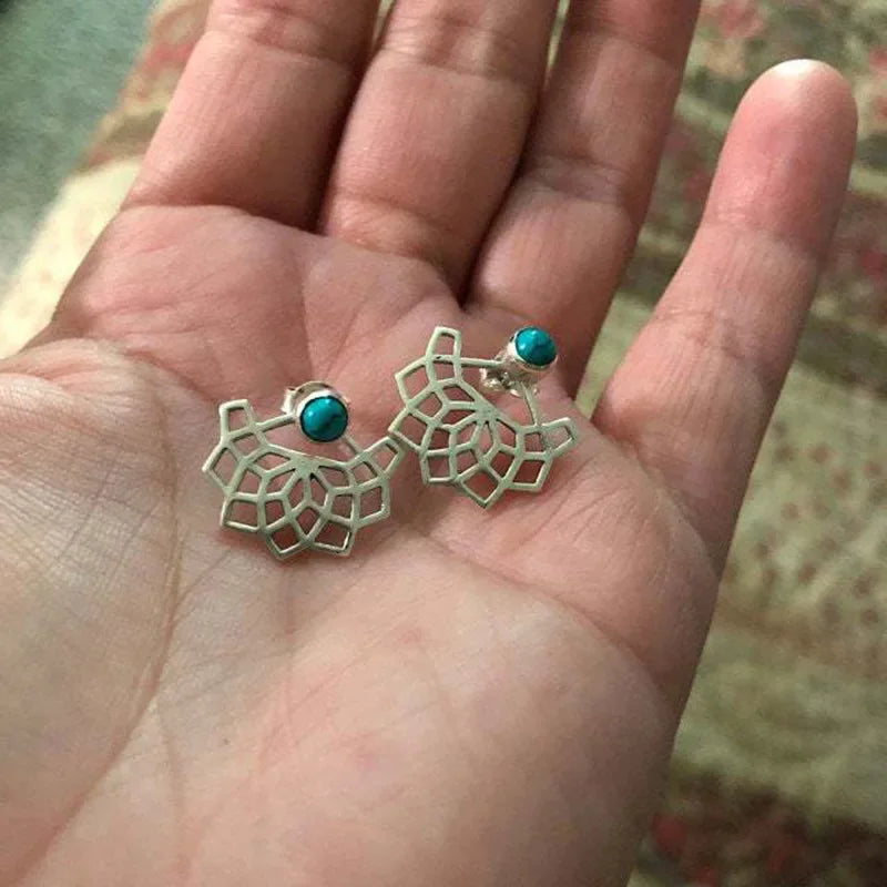 Wholesale Bohemian Style Earrings Front Back Lotus Flower Earrings