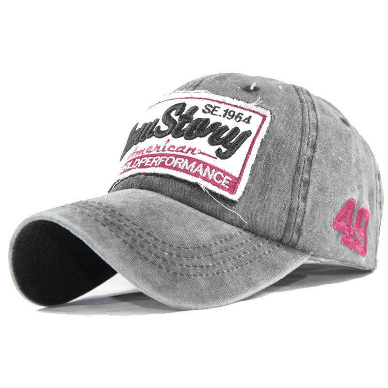 Wholesale Cotton Washed Khaki Embroidered Baseball Cap Adjustable Summer Sun Hat Trendy Everyday Wear