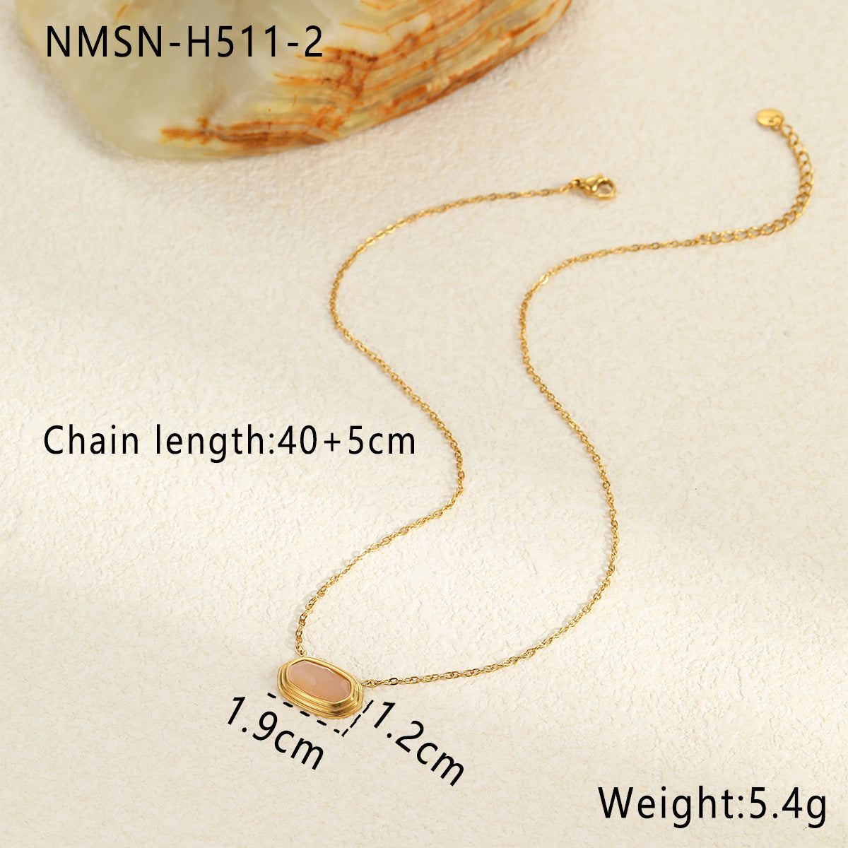 Wholesale  geometric black agate inlaid necklace pendant stainless steel 18K gold plated clavicle chain