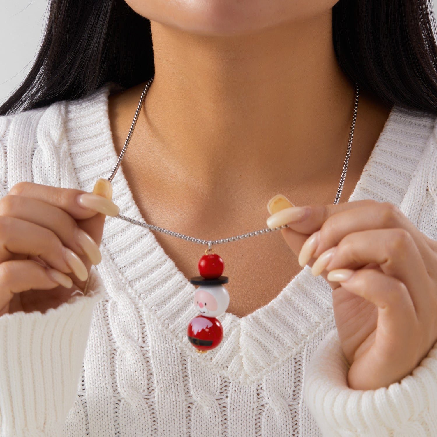 Wholesale Christmas party resin cartoon snowman necklace