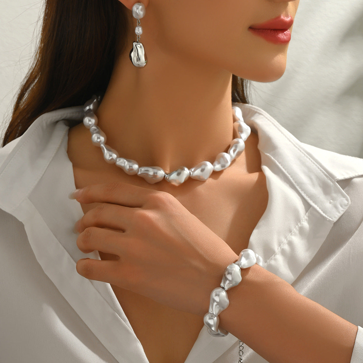 Collana con braccialetto di perline semplice barocco all'ingrosso