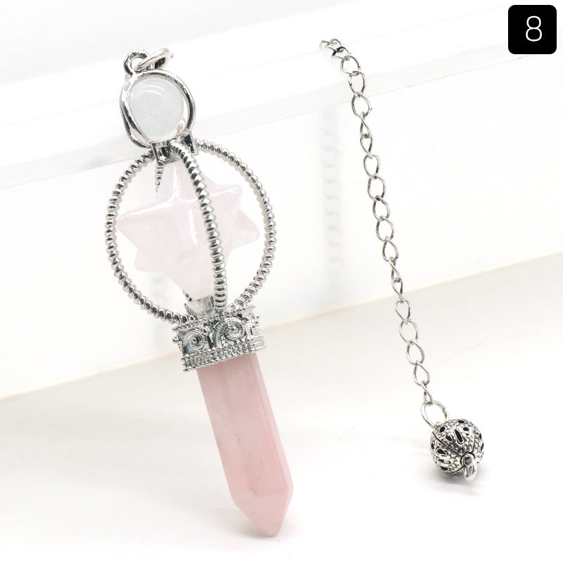 Wholesale Natural White Powder Amethyst Hexagonal Column Crystal Pendant ACC-PT-KeSuo0011