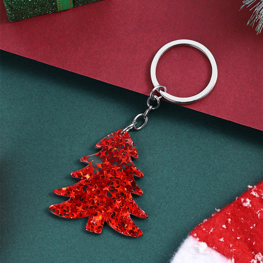 Wholesale Christmas Sequin Glitter Christmas Tree Keychain ACC-KC-RongRui014