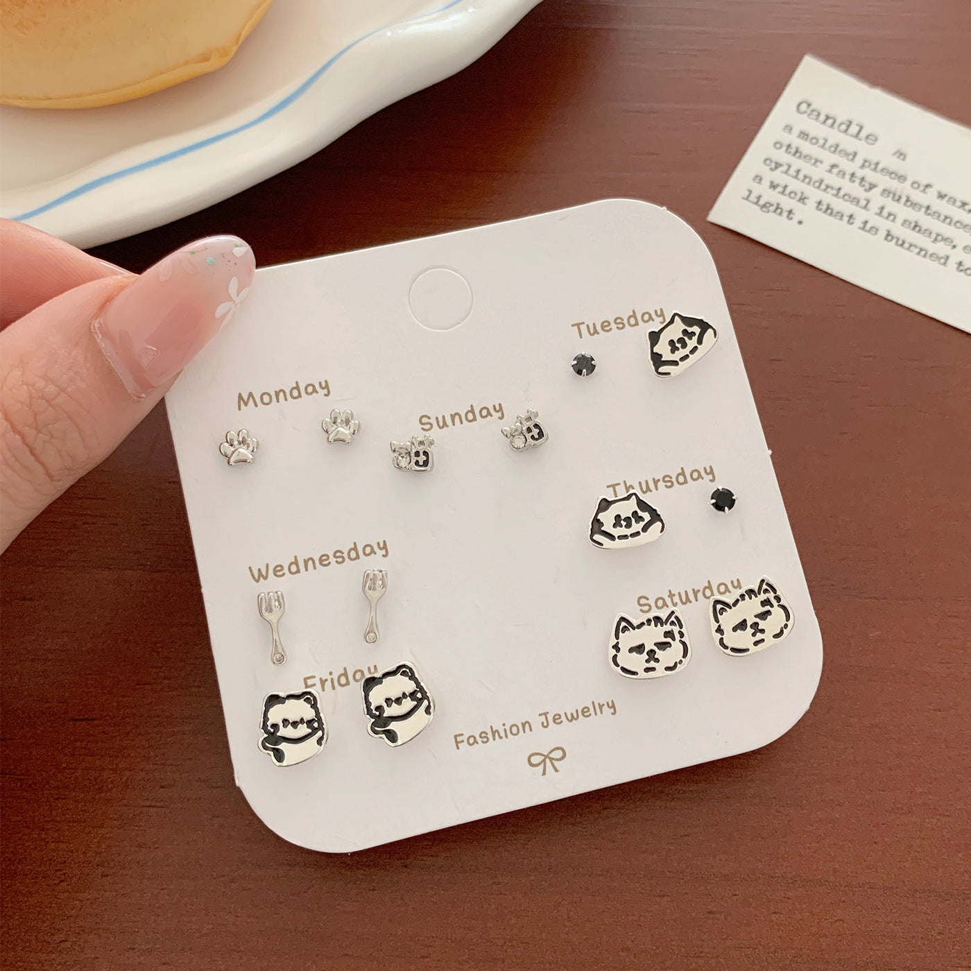 Wholesale Cartoon Cute Small Earrings Set Combination Silver Simple Compact  Earrings