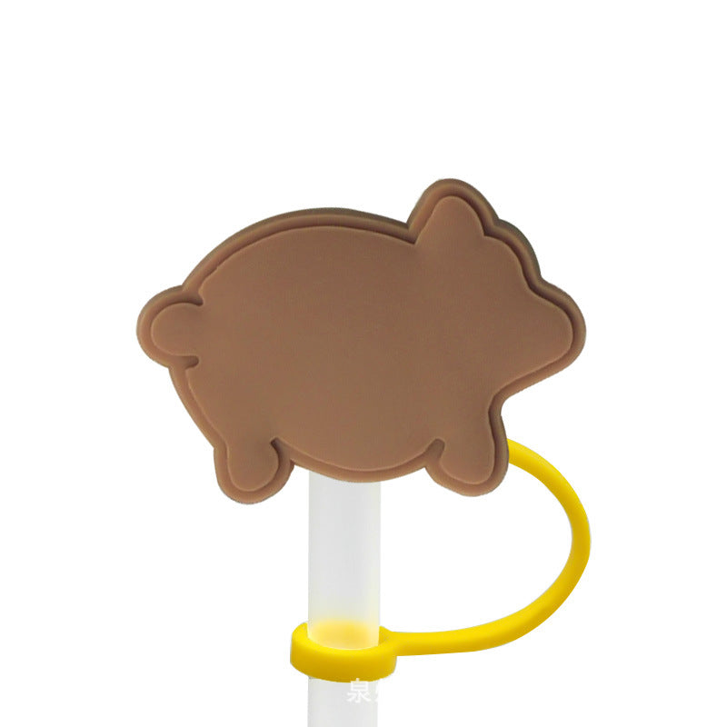 Wholesale 10pcs 7-8mm Cartoon Mexico Series Silicone Dustproof Straw Plugs Straw Tube Cap