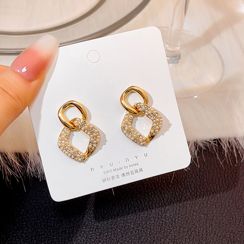 Wholesale pearl light luxury elegant silver needle steel needle alloy earrings ACC-ES-MDD007