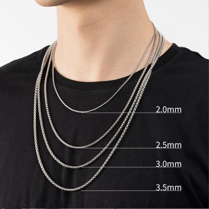 Wholesale Titanium Steel Men S Hip Hop Square Pearl Pendant Necklace With Box Chain Fashion Jewelry Accessory