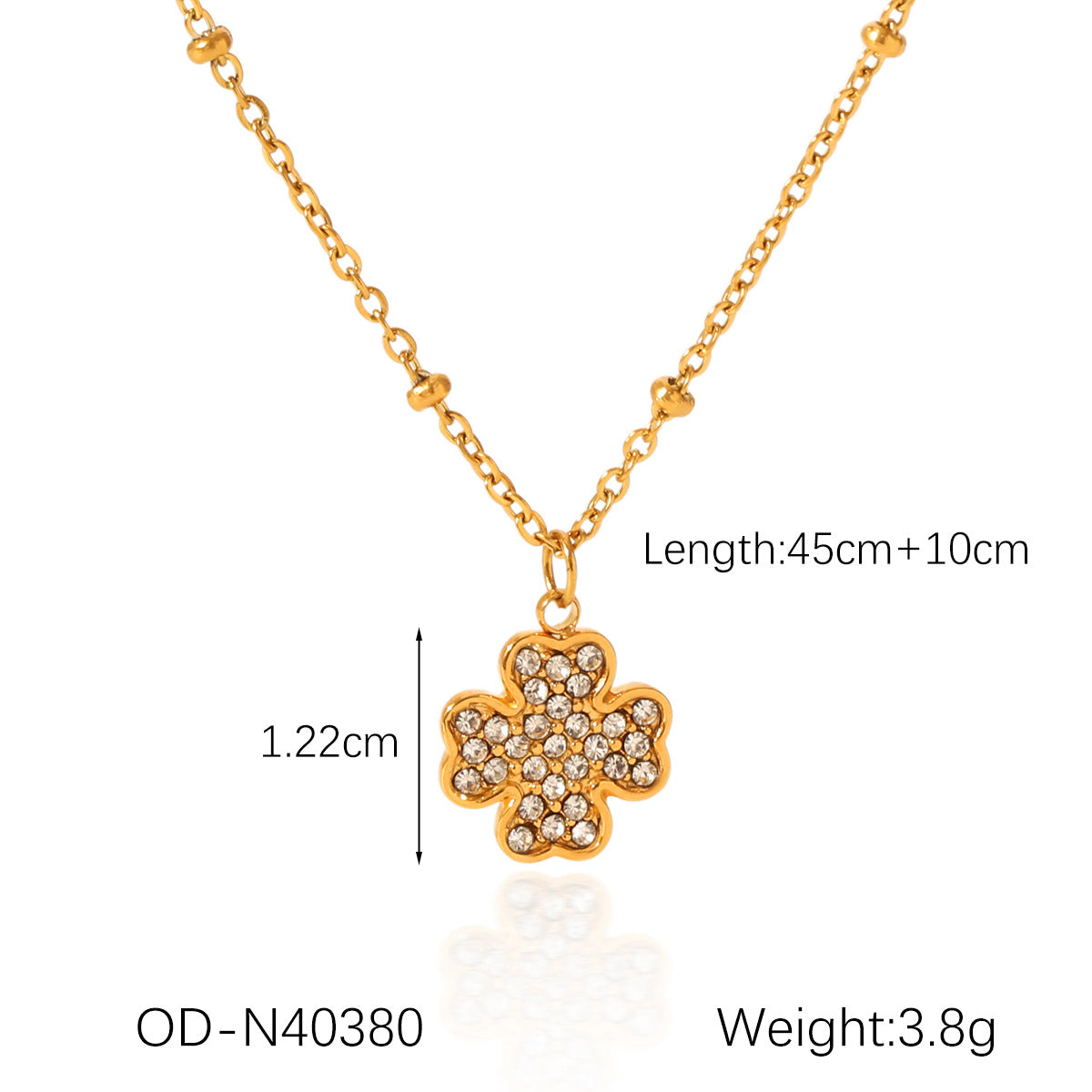 Wholesale Stainless Steel 18K Gold Drops Four-leaf Clover Moon Five-pointed Star Diamond Pendant Necklace