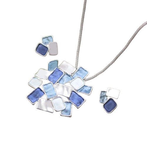 Wholesale  Enamel Square Geometric Long Pendant Earrings suit  Square Necklace