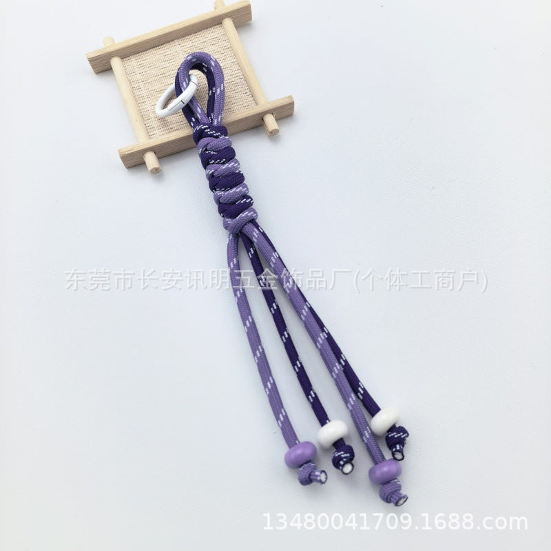 Wholesale Trendy Hand Knitted Contrast Color Keychain Lanyard Polyester Car Key Accessory