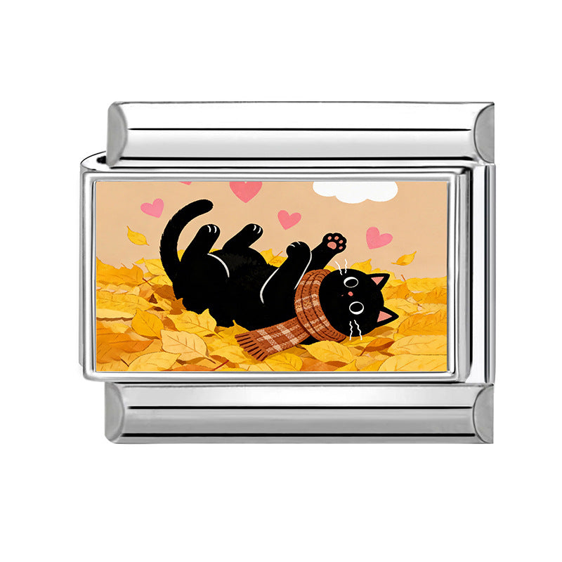 Wholesale Cat Theme DIY Modular Bracelet Stainless Steel Fashion Jewelry Accessory Gift